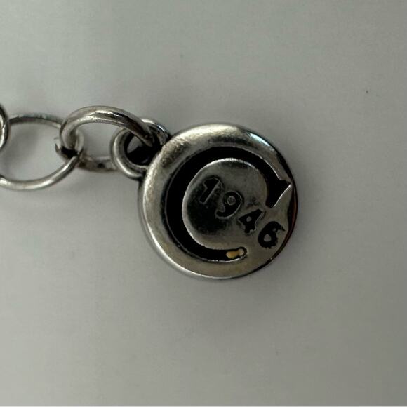 C 1946 Vintage Necklace Silver tone cream long chain necklace minimalist VTG - Picture 6 of 10